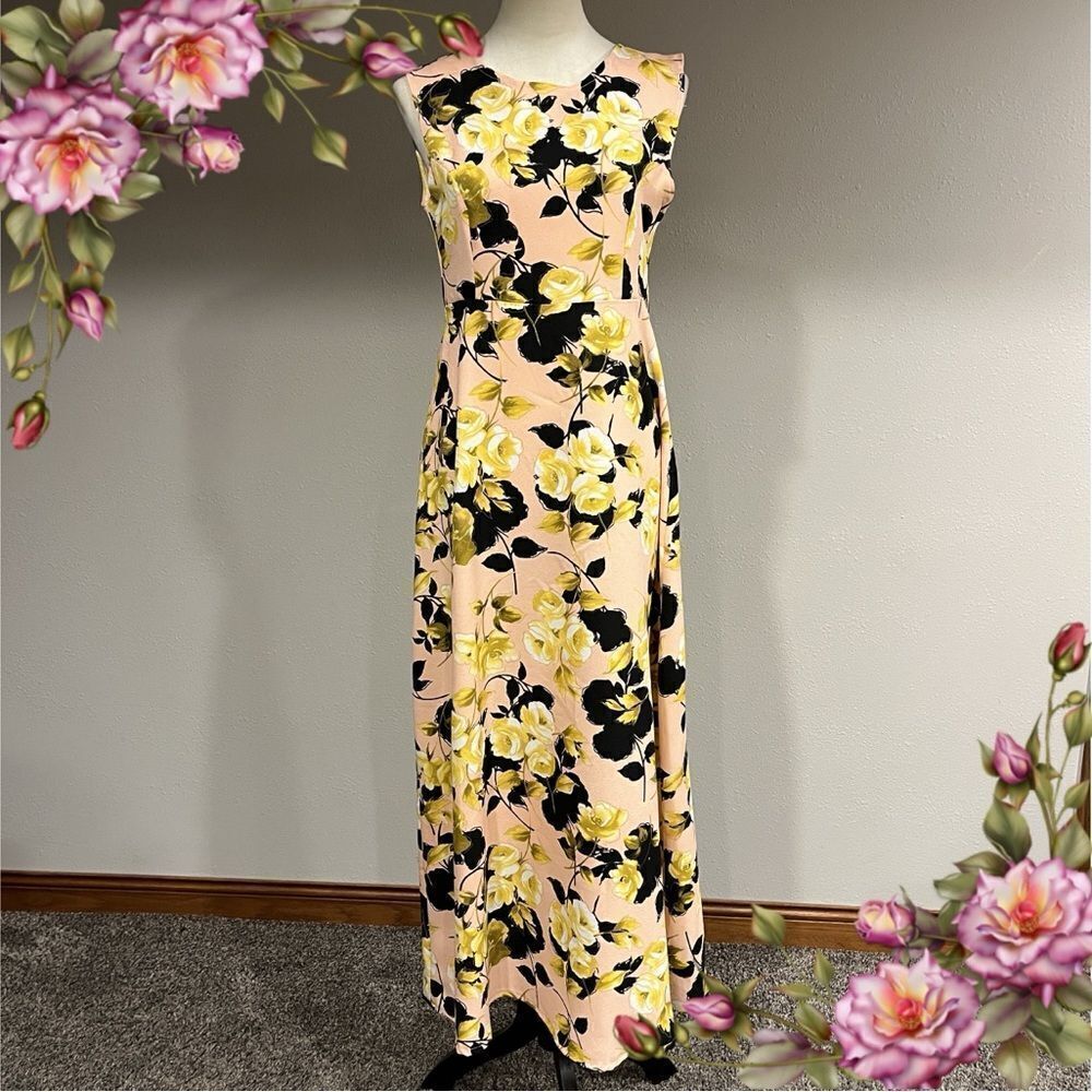 Floral scoop‎ neck sleeveless maxi dress